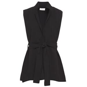 The Row Frieden belted wool-blend crepe vest size S black tunic blouse top